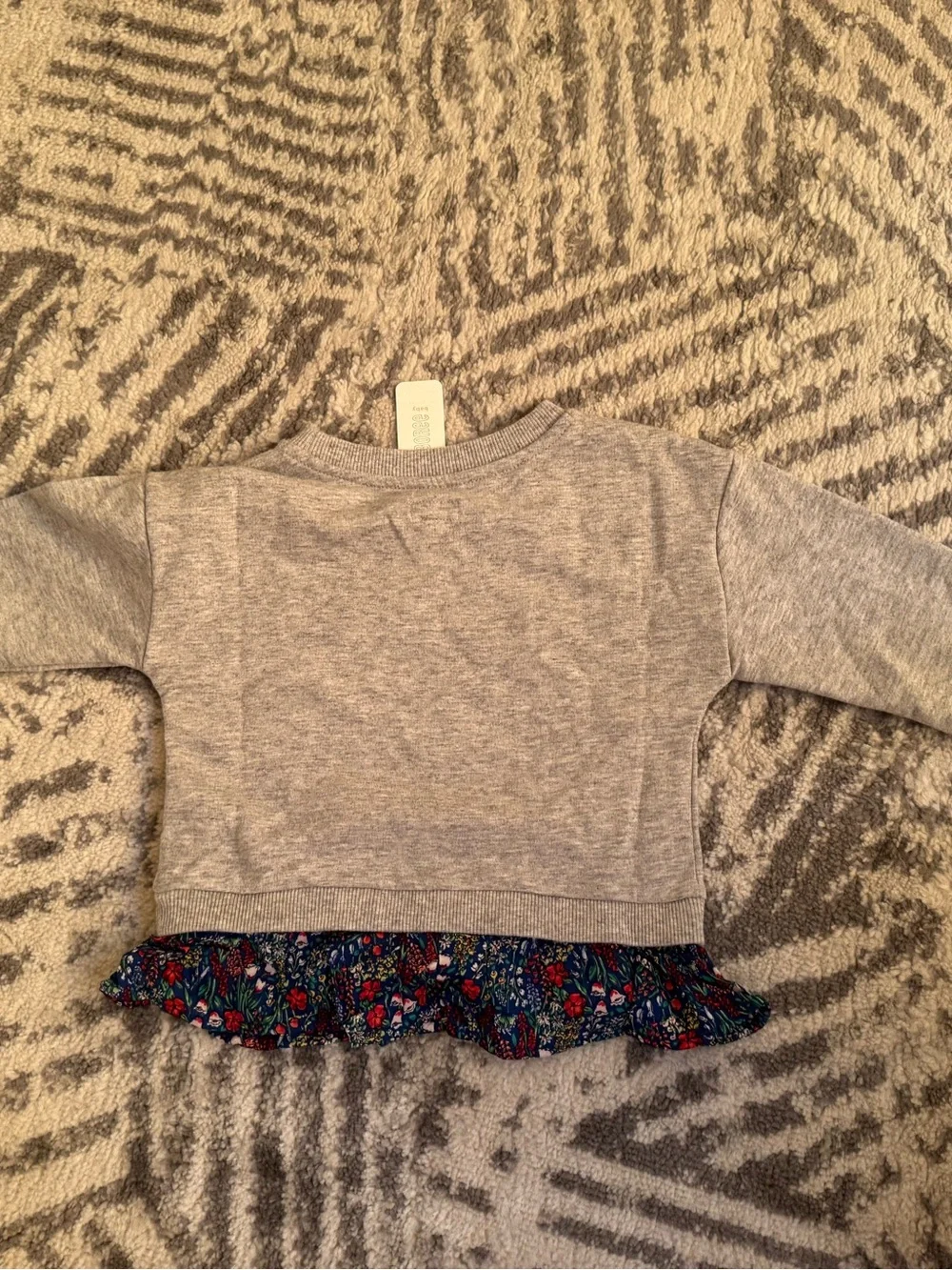 Gymboree Grey 'Love' Long-Sleeve Top with floral ruffle